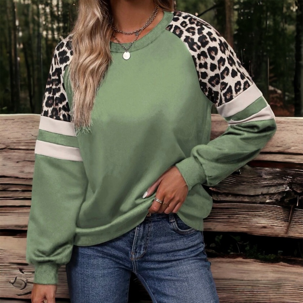 NEW  Shein Leopard And Stripe Top